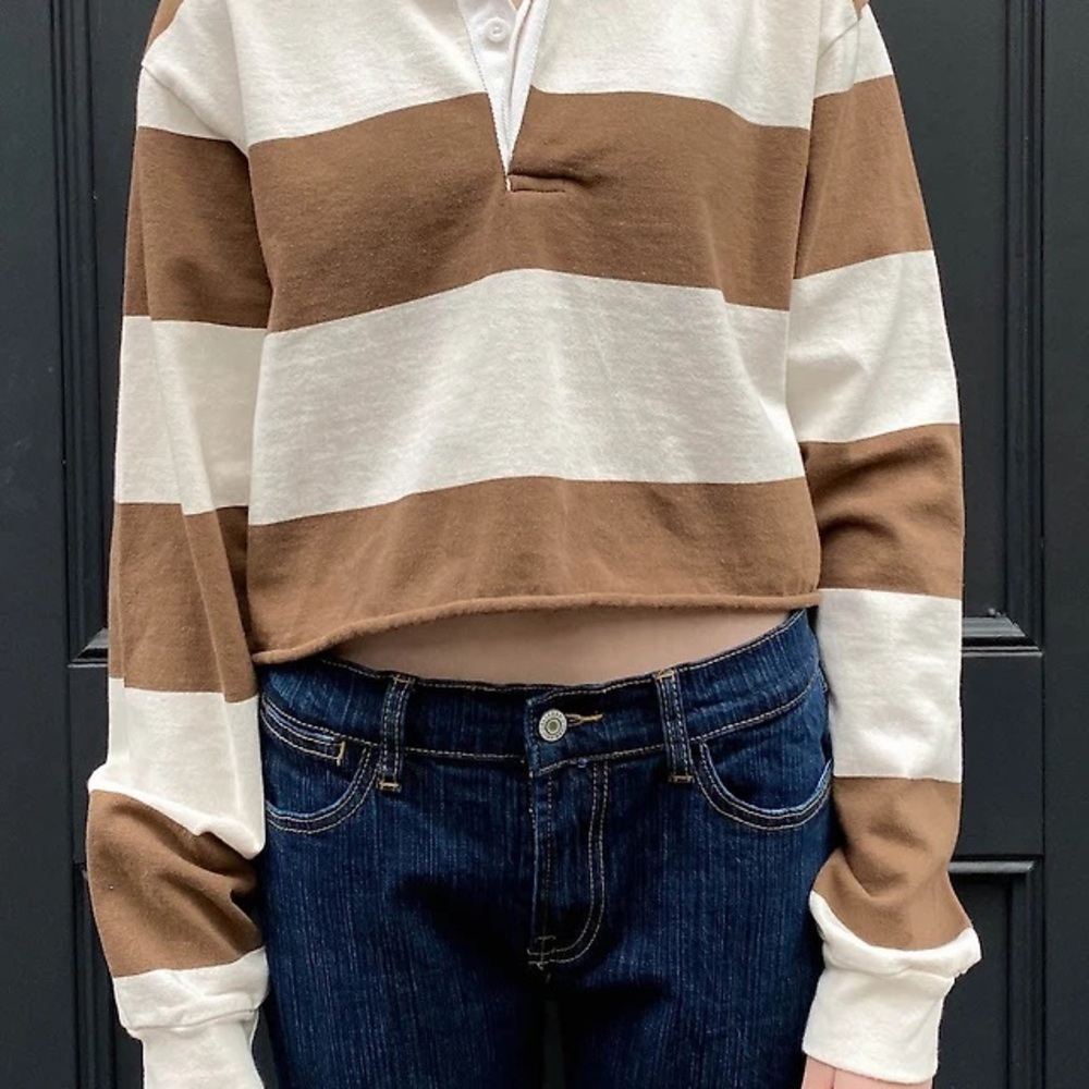 Brandy Melville Brown and White Collared Shirt